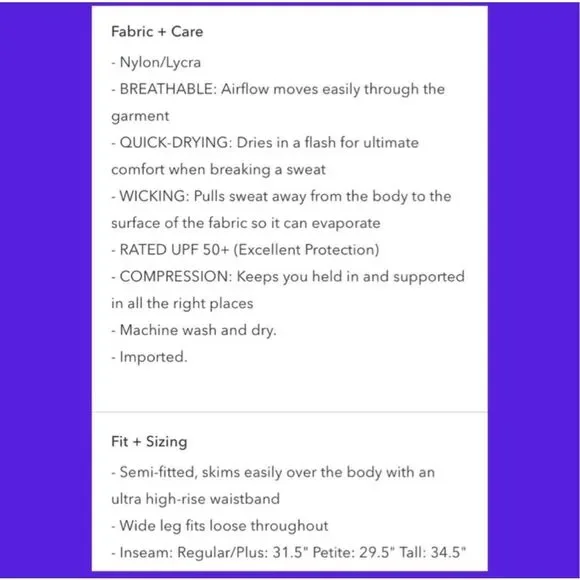 NWT Athleta Elation Wide Leg Pant Light Size L - Picture 7 of 7